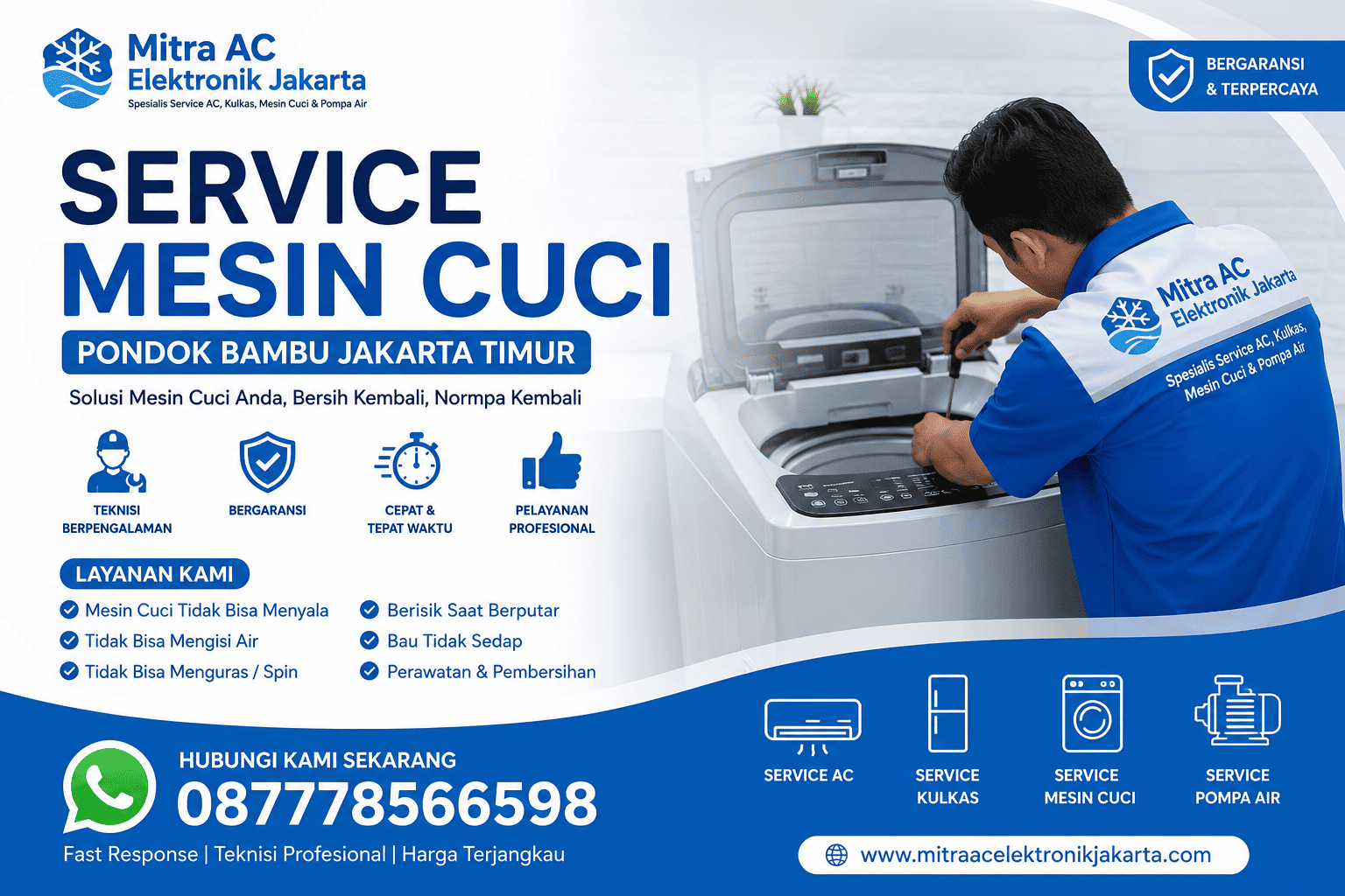 Service mesin cuci Pondok Bambu Jakarta Timur panggilan ke rumah Layanan Service Mesin Cuci Pondok Bambu Jakarta Timur panggilan kerumah